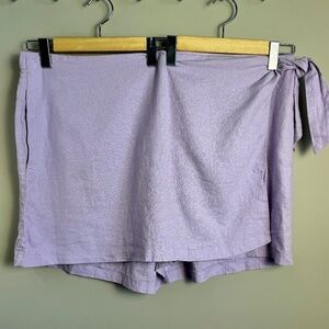 Old Navy Linen Blend Wrap Skort Dusky Lavender Purple XXL Side Tie‎ Pockets